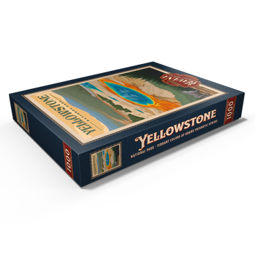 Yellowstone National Park - Vibrant Colors of Grand Prismatic Spring, Vintage Travel Poster 1000 Puzzle Schachtel Ansicht1