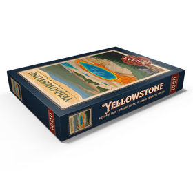 Darstellung des Puzzle Motivs Yellowstone National Park - Vibrant Colors of Grand Prismatic Spring, Vintage Travel Poster - Puzzleteile: 1000