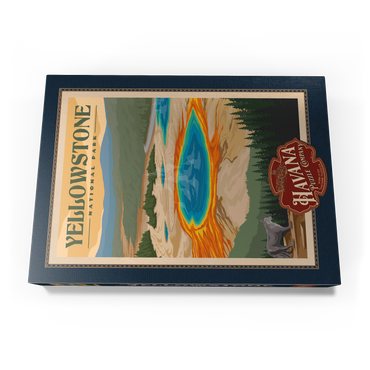 Yellowstone National Park - Vibrant Colors of Grand Prismatic Spring, Vintage Travel Poster 1000 Puzzle Schachtel Ansicht3