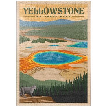 puzzleplate Yellowstone National Park - Vibrant Colors of Grand Prismatic Spring, Vintage Travel Poster 1000 Puzzle