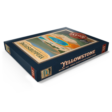 Yellowstone National Park - Vibrant Colors of Grand Prismatic Spring, Vintage Travel Poster 100 Puzzle Schachtel Ansicht1