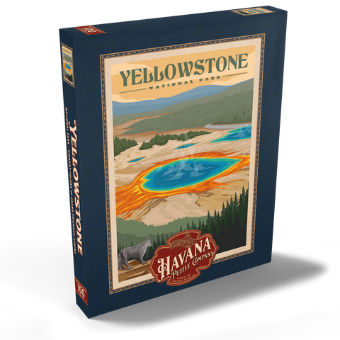Yellowstone National Park - Vibrant Colors of Grand Prismatic Spring, Vintage Travel Poster 100 Puzzle Schachtel Ansicht2