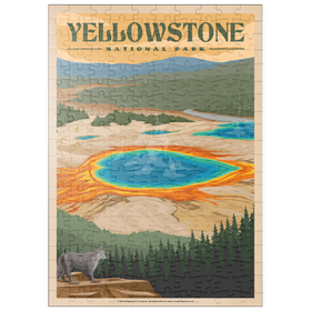 Darstellung des Puzzle-Motivs Yellowstone National Park - Vibrant Colors of Grand Prismatic Spring, Vintage Travel Poster – Puzzleteile: 200