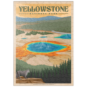 puzzleplate Yellowstone National Park - Vibrant Colors of Grand Prismatic Spring, Vintage Travel Poster 200 Puzzle