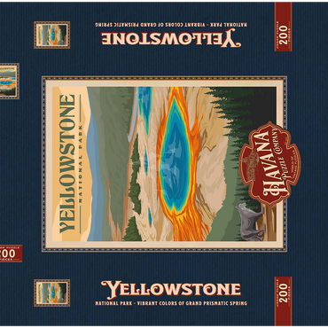 Yellowstone National Park - Vibrant Colors of Grand Prismatic Spring, Vintage Travel Poster 200 Puzzle Schachtel 3D Modell