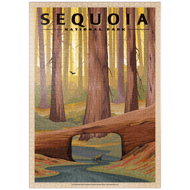 puzzleplate Sequoia National Park - Tunnel Log, Vintage Travel Poster 1000 Puzzle