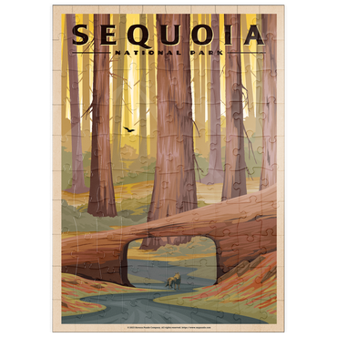 puzzleplate Sequoia National Park - Tunnel Log, Vintage Travel Poster 100 Puzzle