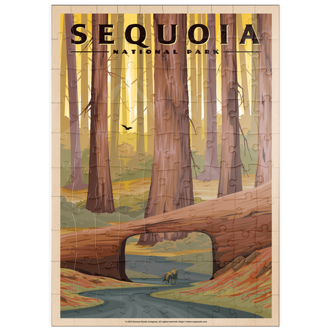 puzzleplate Sequoia National Park - Tunnel Log, Vintage Travel Poster 100 Puzzle