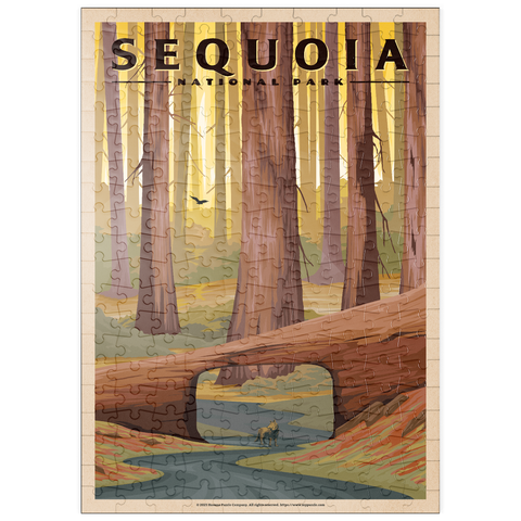puzzleplate Sequoia National Park - Tunnel Log, Vintage Travel Poster 200 Puzzle