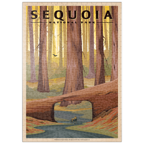 puzzleplate Sequoia National Park - Tunnel Log, Vintage Travel Poster 500 Puzzle