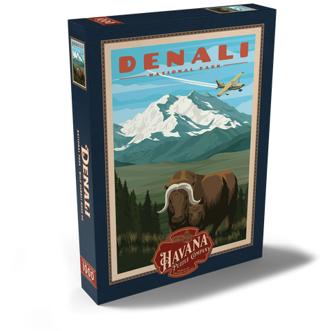 Denali National Park - Wild Denali Musk Ox, Vintage Travel Poster 1000 Puzzle Schachtel Ansicht2
