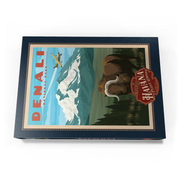 Denali National Park - Wild Denali Musk Ox, Vintage Travel Poster 1000 Puzzle Schachtel Ansicht3