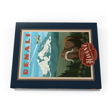 Denali National Park - Wild Denali Musk Ox, Vintage Travel Poster 100 Puzzle Schachtel Ansicht3