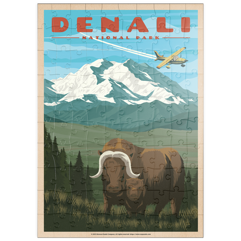 puzzleplate Denali National Park - Wild Denali Musk Ox, Vintage Travel Poster 100 Puzzle