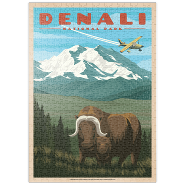 puzzleplate Denali National Park - Wild Denali Musk Ox, Vintage Travel Poster 500 Puzzle