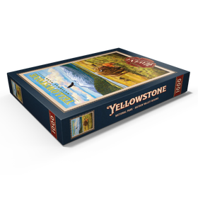 Darstellung des Puzzle Motivs Yellowstone National Park - Hayden Valley Bisons, Vintage Travel Poster - Puzzleteile: 1000