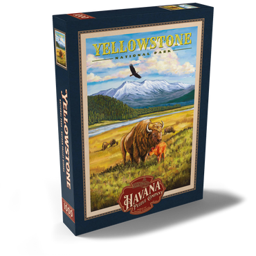 Yellowstone National Park - Hayden Valley Bisons, Vintage Travel Poster 1000 Puzzle Schachtel Ansicht2