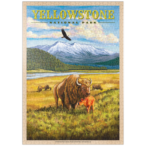 puzzleplate Yellowstone National Park - Hayden Valley Bisons, Vintage Travel Poster 1000 Puzzle