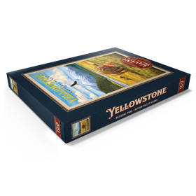 Darstellung des Puzzle Motivs Yellowstone National Park - Hayden Valley Bisons, Vintage Travel Poster - Puzzleteile: 100