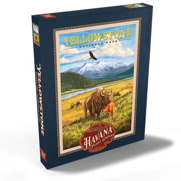 Yellowstone National Park - Hayden Valley Bisons, Vintage Travel Poster 100 Puzzle Schachtel Ansicht2