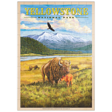 puzzleplate Yellowstone National Park - Hayden Valley Bisons, Vintage Travel Poster 100 Puzzle