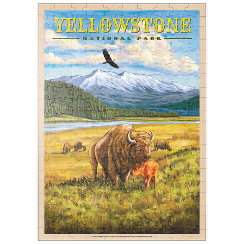 puzzleplate Yellowstone National Park - Hayden Valley Bisons, Vintage Travel Poster 200 Puzzle
