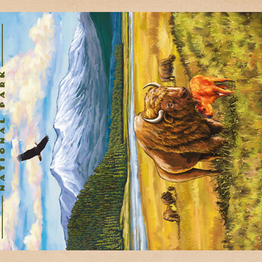 Yellowstone National Park - Hayden Valley Bisons, Vintage Travel Poster 200 Puzzle 3D Modell