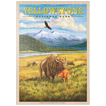 puzzleplate Yellowstone National Park - Hayden Valley Bisons, Vintage Travel Poster 500 Puzzle