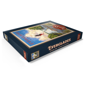 Darstellung des Puzzle Motivs Everglades National Park - Flamingo vs. Alligator, Vintage Travel Poster - Puzzleteile: 200