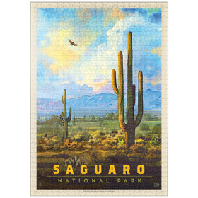 Darstellung des Puzzle-Motivs Saguaro National Park: Desert Daybreak, Vintage Poster – Puzzleteile: 1000