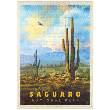 puzzleplate Saguaro National Park: Desert Daybreak, Vintage Poster 1000 Puzzle