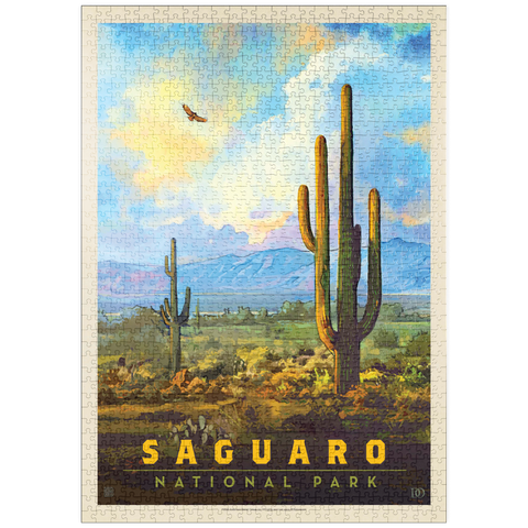 puzzleplate Saguaro National Park: Desert Daybreak, Vintage Poster 1000 Puzzle