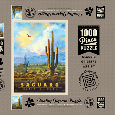 Saguaro National Park: Desert Daybreak, Vintage Poster 1000 Puzzle Schachtel 3D Modell