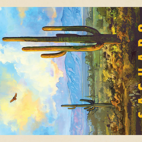 Saguaro National Park: Desert Daybreak, Vintage Poster 100 Puzzle 3D Modell