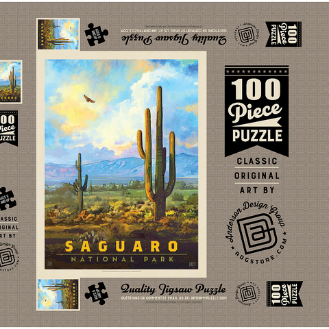 Saguaro National Park: Desert Daybreak, Vintage Poster 100 Puzzle Schachtel 3D Modell