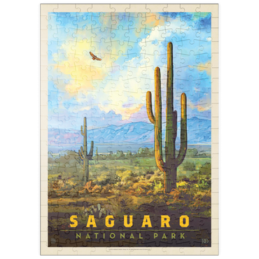 puzzleplate Saguaro National Park: Desert Daybreak, Vintage Poster 200 Puzzle