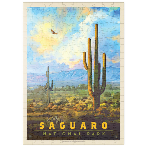 puzzleplate Saguaro National Park: Desert Daybreak, Vintage Poster 200 Puzzle