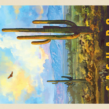 Saguaro National Park: Desert Daybreak, Vintage Poster 200 Puzzle 3D Modell