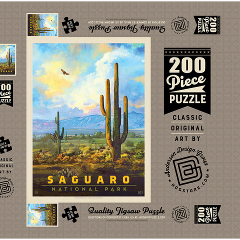 Saguaro National Park: Desert Daybreak, Vintage Poster 200 Puzzle Schachtel 3D Modell