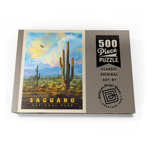 Saguaro National Park: Desert Daybreak, Vintage Poster 500 Puzzle Schachtel Ansicht3