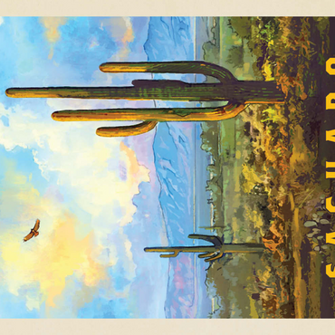Saguaro National Park: Desert Daybreak, Vintage Poster 500 Puzzle 3D Modell