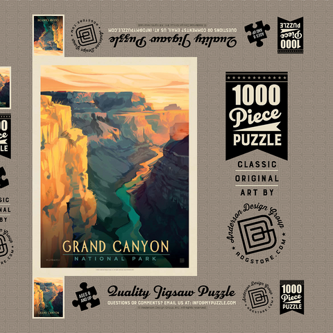 Grand Canyon National Park: Deep Shadows, Vintage Poster 1000 Puzzle Schachtel 3D Modell