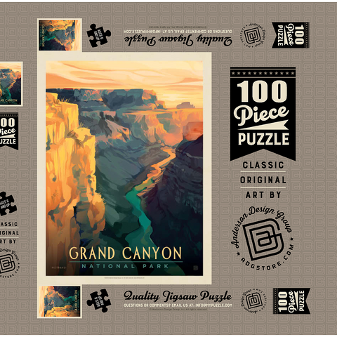 Grand Canyon National Park: Deep Shadows, Vintage Poster 100 Puzzle Schachtel 3D Modell