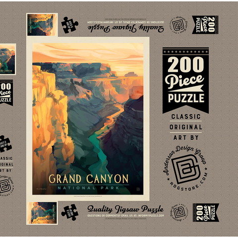 Grand Canyon National Park: Deep Shadows, Vintage Poster 200 Puzzle Schachtel 3D Modell
