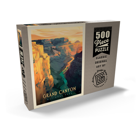Grand Canyon National Park: Deep Shadows, Vintage Poster 500 Puzzle Schachtel Ansicht2