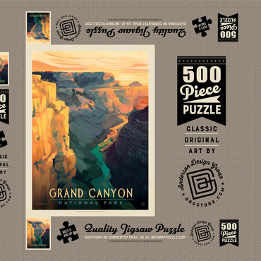 Grand Canyon National Park: Deep Shadows, Vintage Poster 500 Puzzle Schachtel 3D Modell