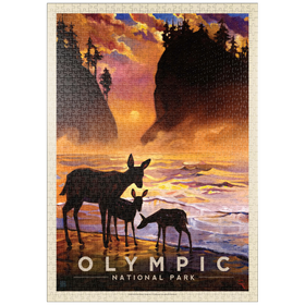 Darstellung des Puzzle Motivs Olympic National Park: Magical Moment, Vintage Poster - Puzzleteile: 1000