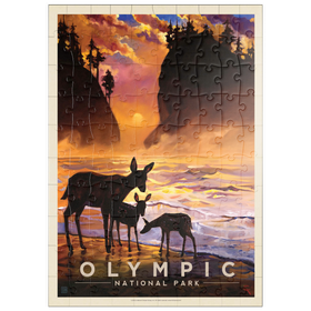 Darstellung des Puzzle Motivs Olympic National Park: Magical Moment, Vintage Poster - Puzzleteile: 100
