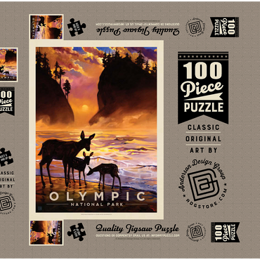 Olympic National Park: Magical Moment, Vintage Poster 100 Puzzle Schachtel 3D Modell