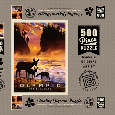 Olympic National Park: Magical Moment, Vintage Poster 500 Puzzle Schachtel 3D Modell
